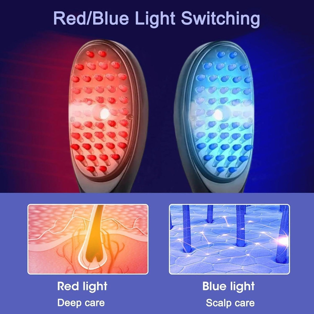 3D Electric Scalp Massage Comb with Steam Spray & LED Light Therapy